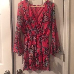 Hot pink floral romper